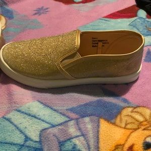 Glitter gold slip on shoes